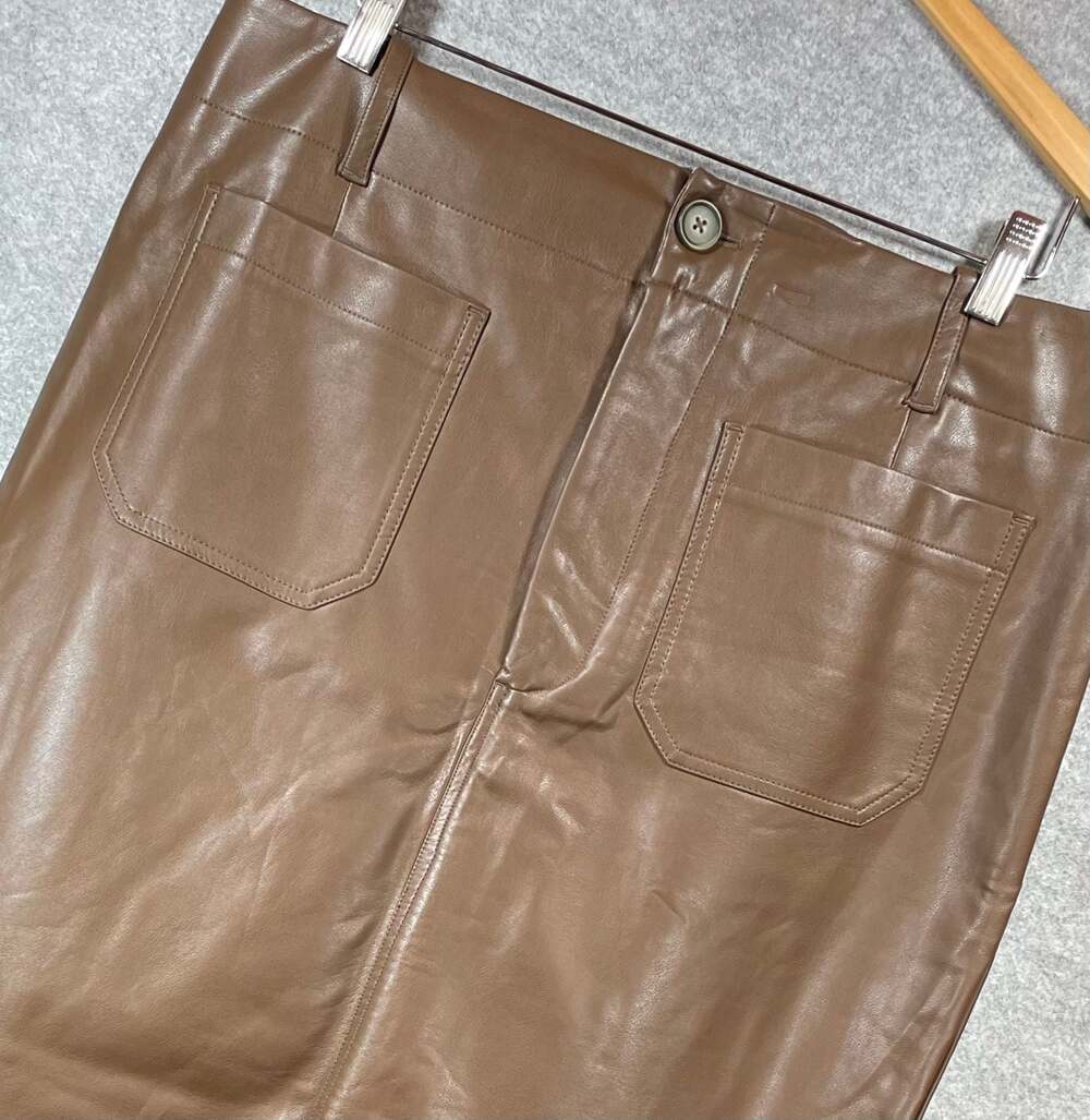 Maeve by Anthropologie The Colette Faux Leather Maxi Skirt in Brown